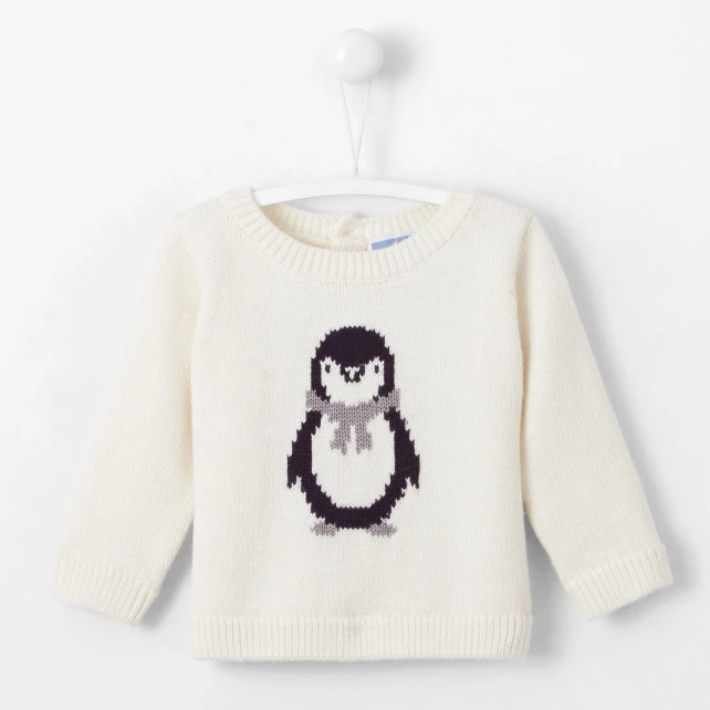 Pull bébé garçon motif pingouin