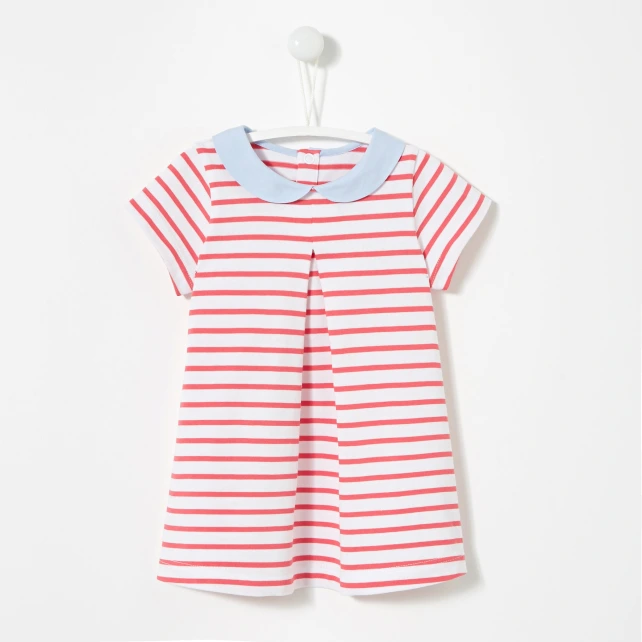 Robe rayée col Claudine
