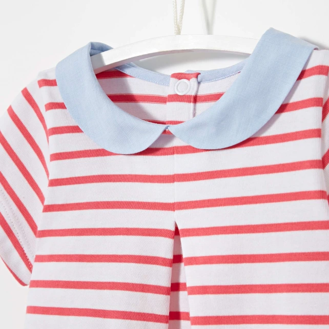 Robe rayée col Claudine