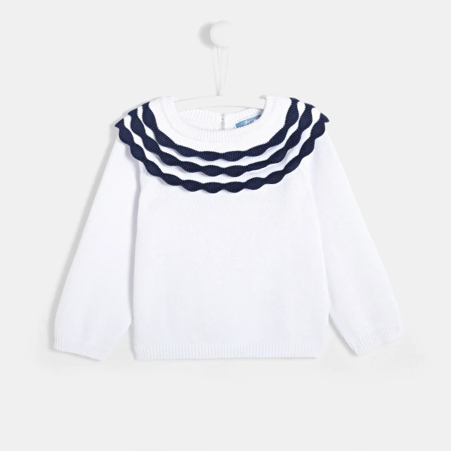 Pull bébé fille à festons