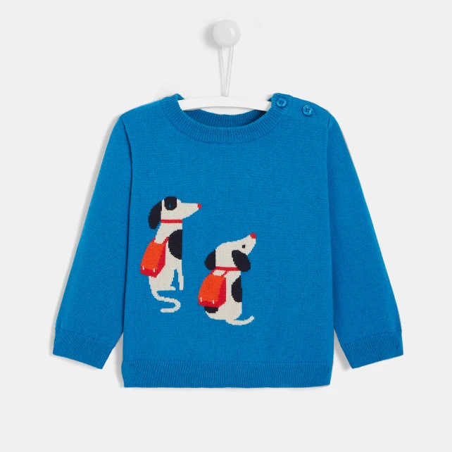 Pull bébé garçon Intarsia chiens