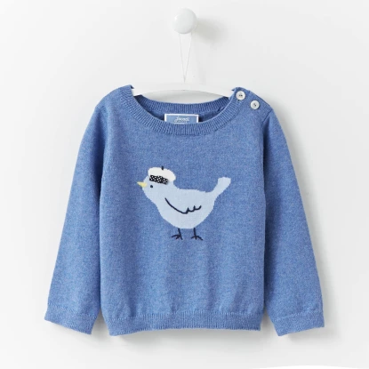 Pull à intarsia Oiseau