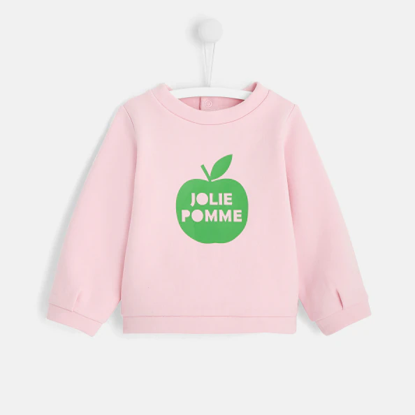 Sweat bébé fille motif pomme