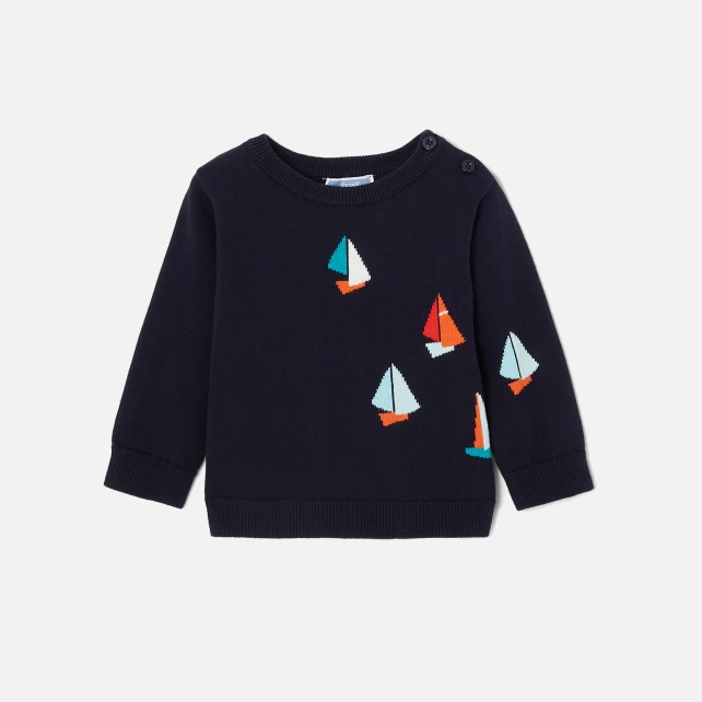 Pull bébé garçon Intarsia bateaux