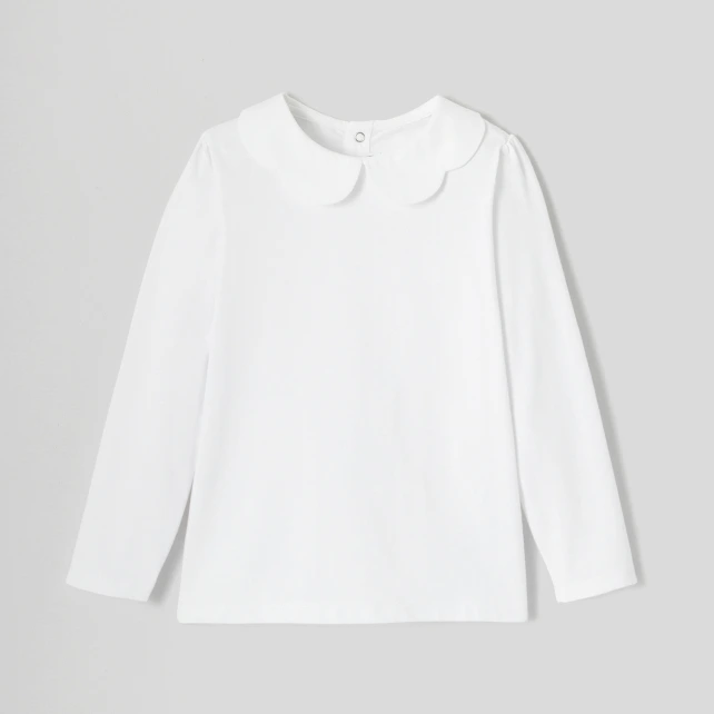 T-shirt enfant fille à col festonné