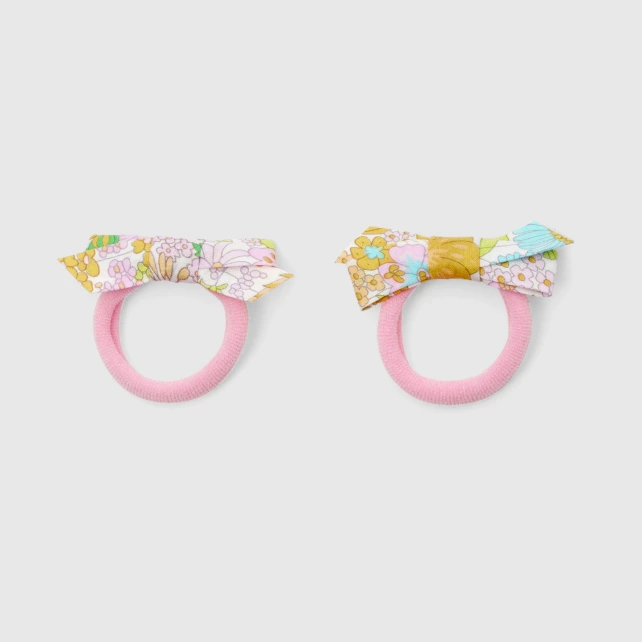 Duo d'élastiques bébé fille noeuds en tissu Liberty