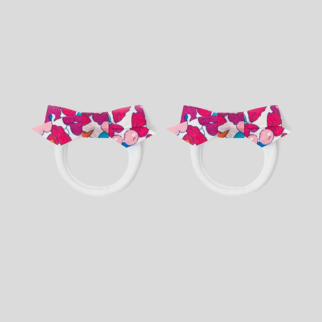 Duo d'élastiques bébé fille noeuds en tissu Liberty