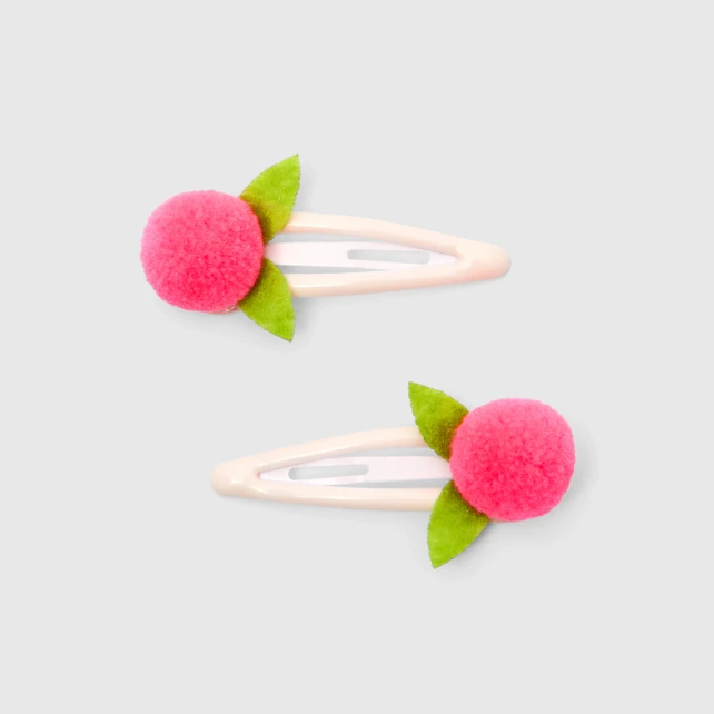 Duo de barrettes à pompons bébé fille