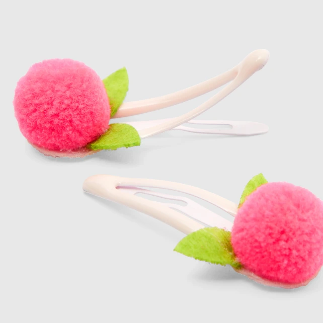 Duo de barrettes à pompons bébé fille