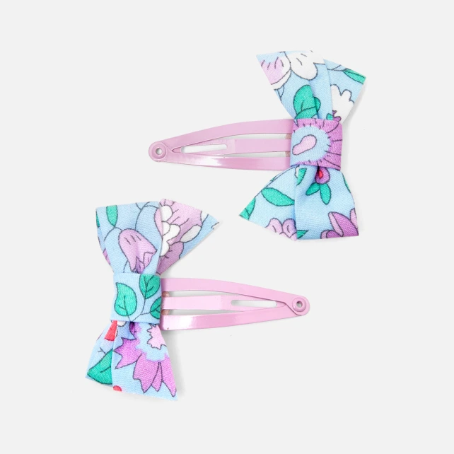 Duo de barrettes noeud tissu Liberty