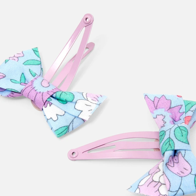 Duo de barrettes noeud tissu Liberty