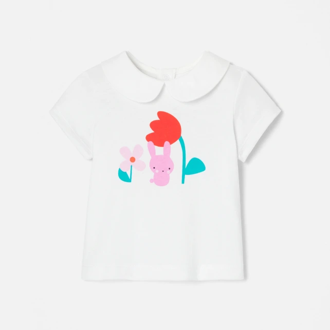 T-shirt bébé fille à col Claudine