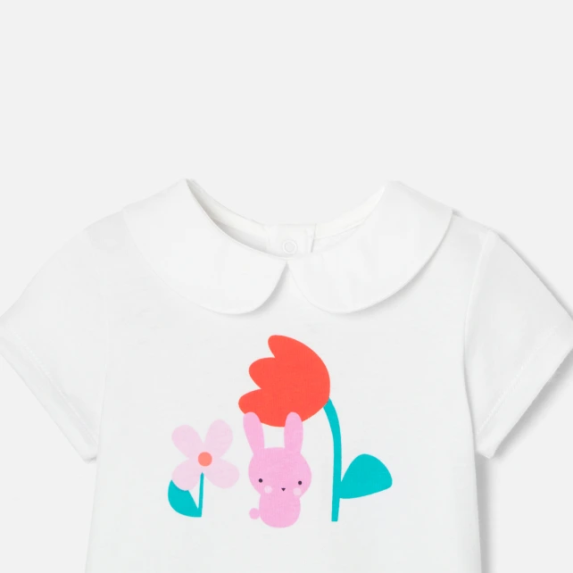 T-shirt bébé fille à col Claudine