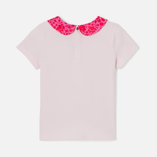 T-shirt enfant fille col en tissu Liberty