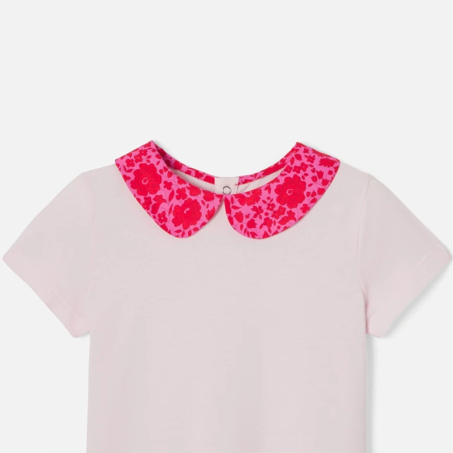 T-shirt enfant fille col en tissu Liberty