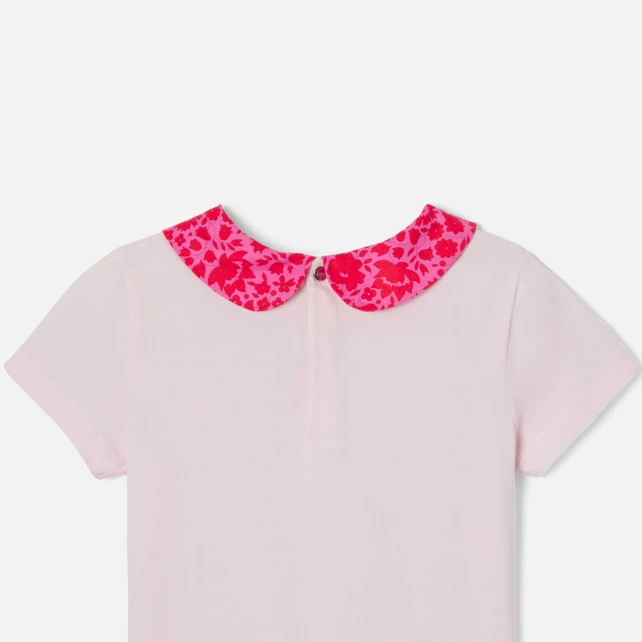 T-shirt enfant fille col en tissu Liberty