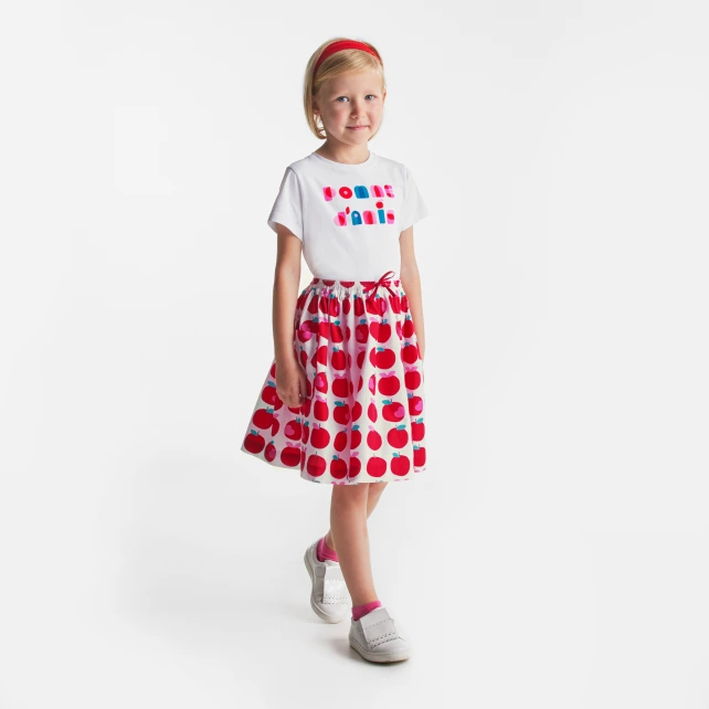 Jupe enfant fille imprimé pommes