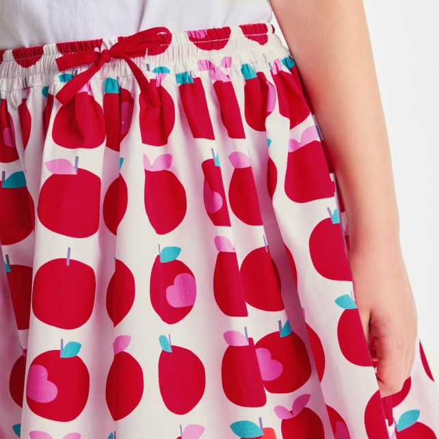 Jupe enfant fille imprimé pommes