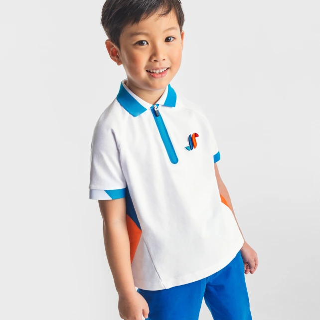 Polo enfant garçon en piqué de coton
