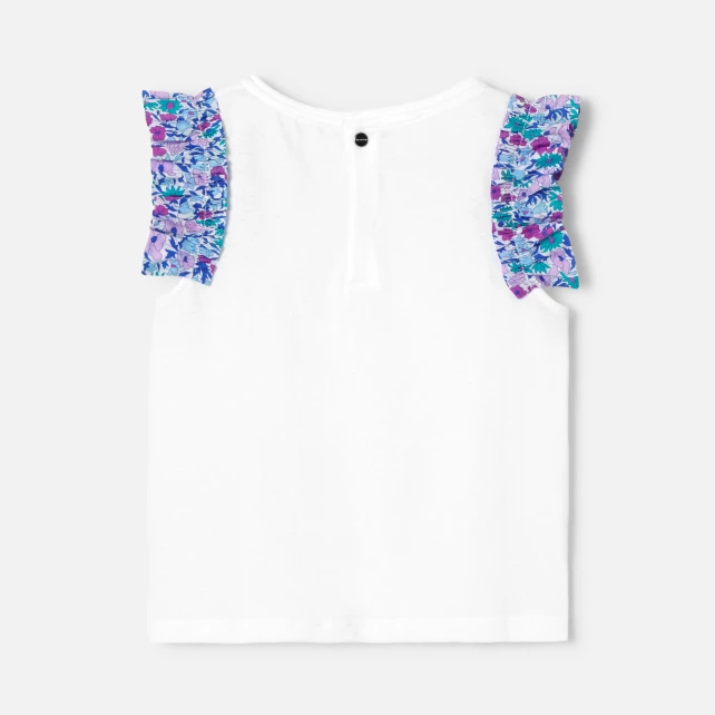 T-shirt enfant fille à volants en tissu Liberty