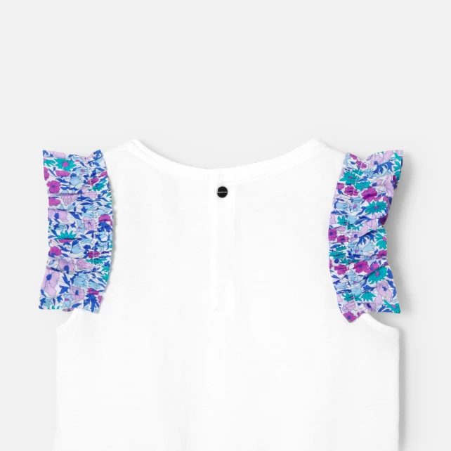 T-shirt enfant fille à volants en tissu Liberty