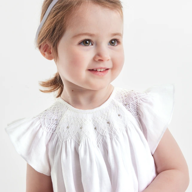Robe de cérémonie en lin bébé fille