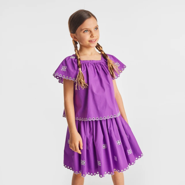 Blouse enfant fille manches volantées