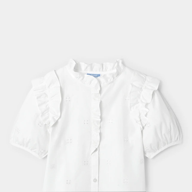 Blouse enfant fille à broderie anglaise