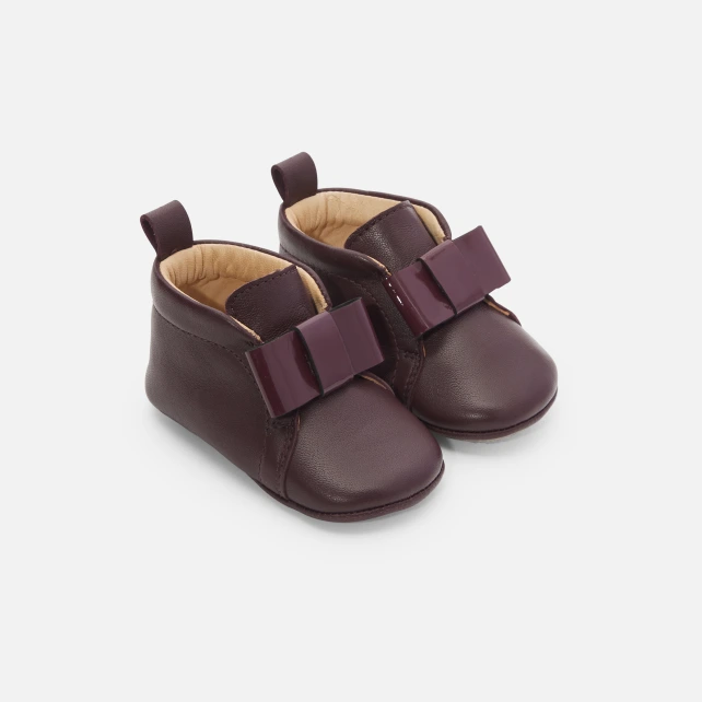 Chaussons bébé fille en cuir