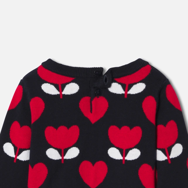 Pull bébé fille en maille jacquard