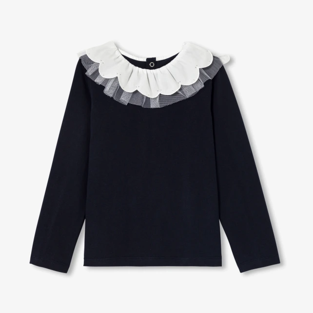 T-shirt enfant fille à collerette