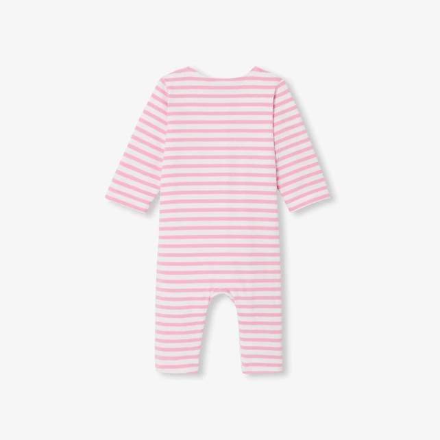 Combinaison bébé fille en jersey rayé