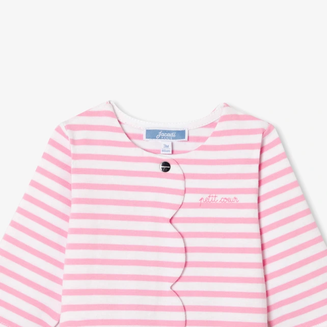 Combinaison bébé fille en jersey rayé