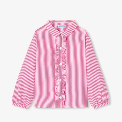 Chemise enfant fille en popeline rayée