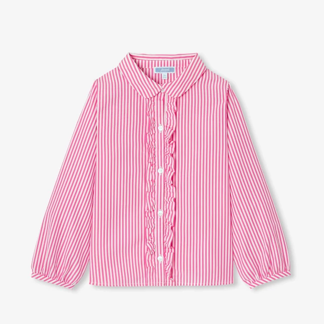Chemise enfant fille en popeline rayée