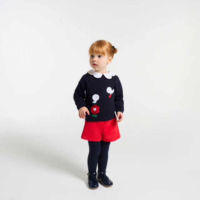 Short bébé fille en velours milleraies