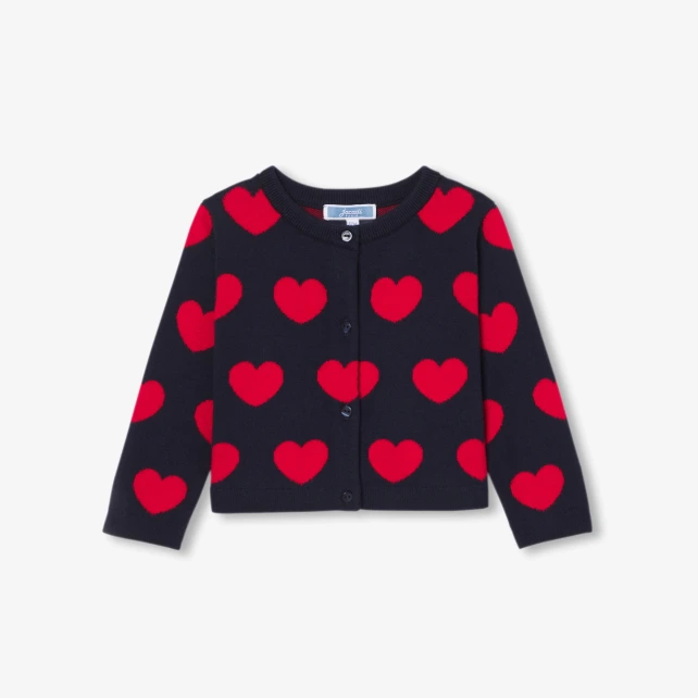 Cardigan bébé fille en coton motif cœur