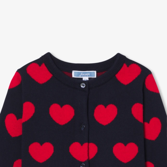 Cardigan bébé fille en coton motif cœur
