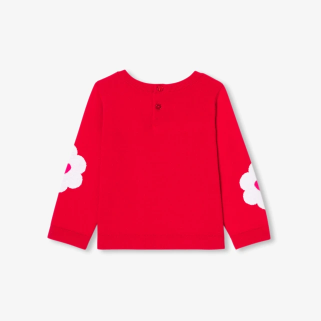 Pull bébé fille en coton jacquard fleur