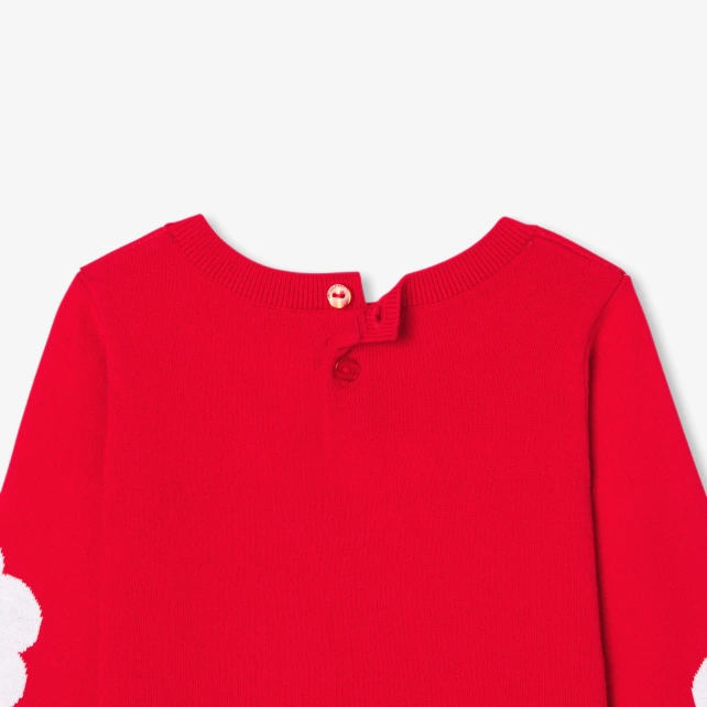 Pull bébé fille en coton jacquard fleur