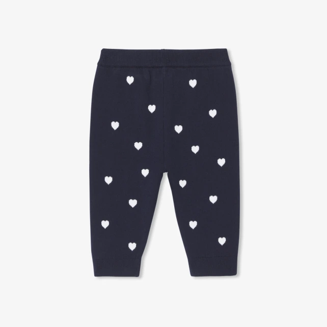 Pantalon bébé fille en tricot motif cœur