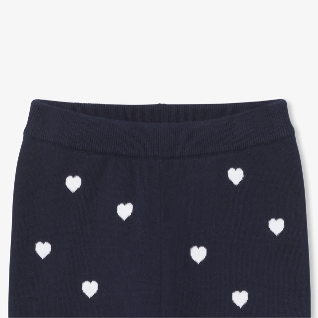 Pantalon bébé fille en tricot motif cœur