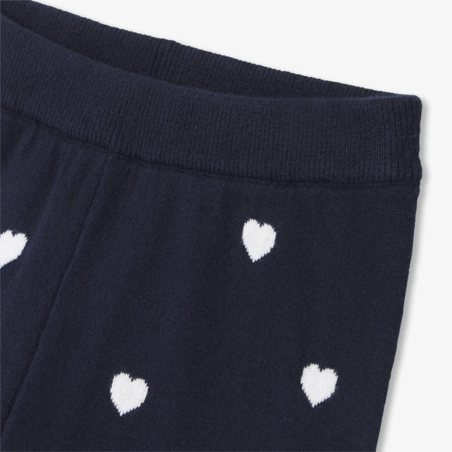 Pantalon bébé fille en tricot motif cœur