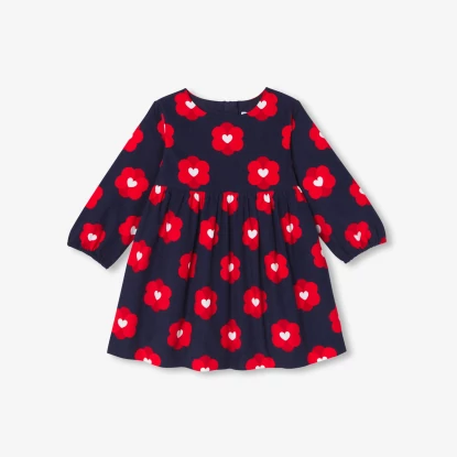 Robe bébé fille en velours milleraies