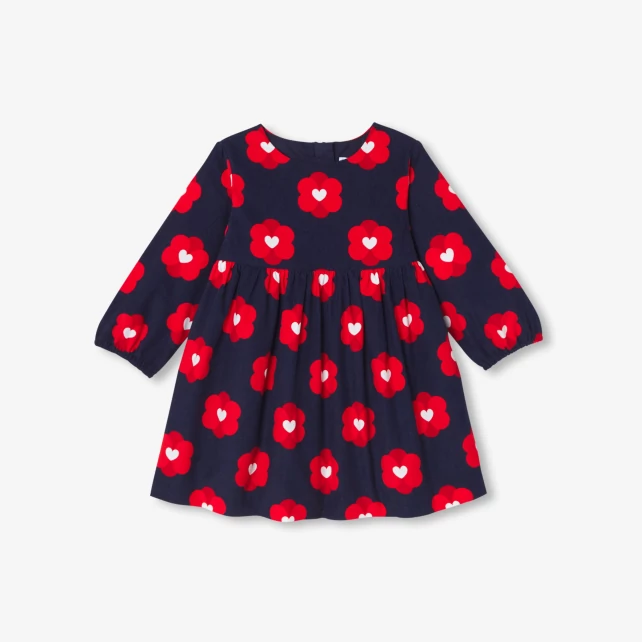 Robe bébé fille en velours milleraies