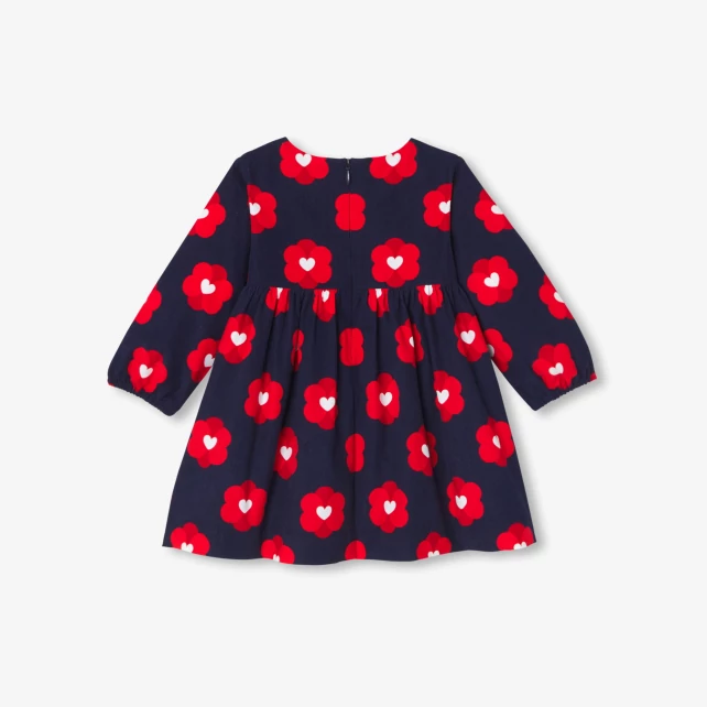 Robe bébé fille en velours milleraies