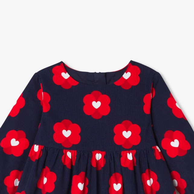 Robe bébé fille en velours milleraies