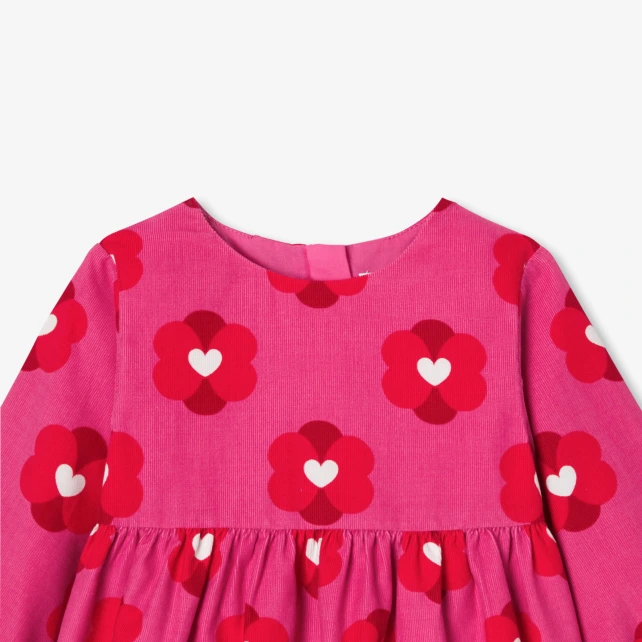 Robe bébé fille en velours milleraies