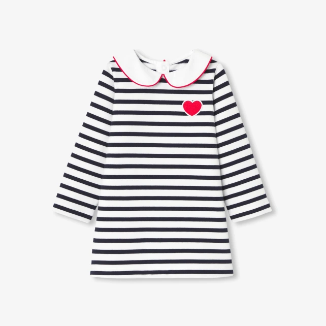 Robe bébé fille en molleton rayé
