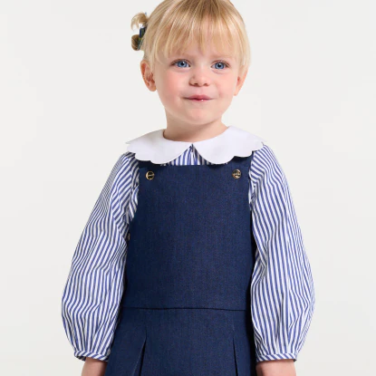 Blouse bébé fille en popeline rayée